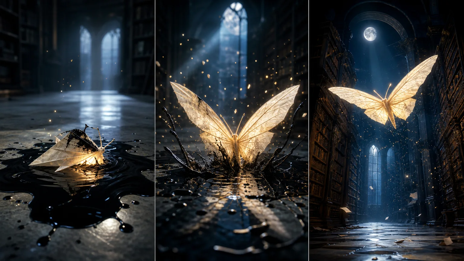 Storyboard study: ink, awakening, flight
